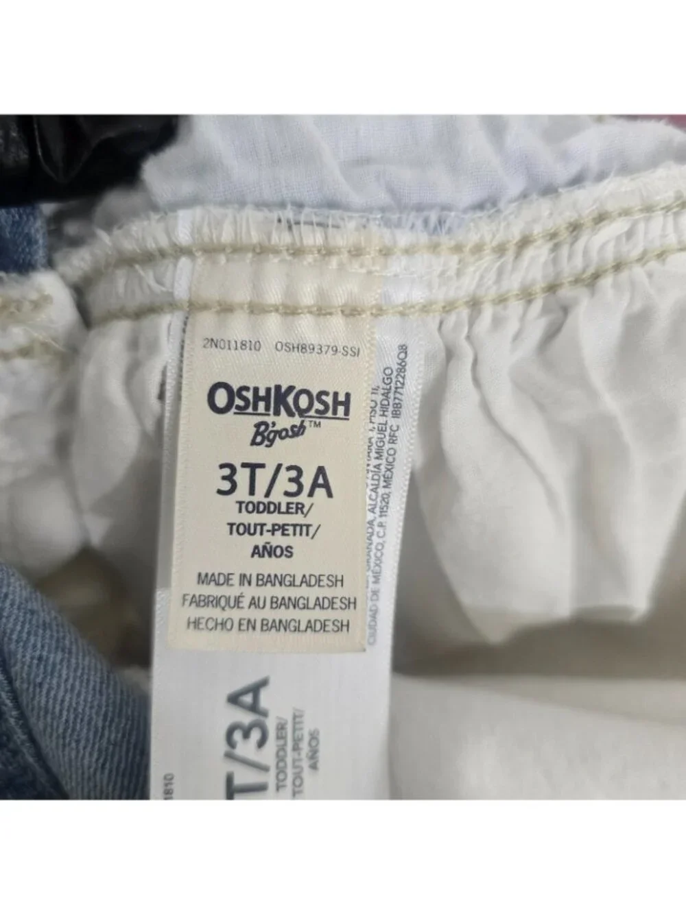 Oshkosh BGosh Jumper Dress Girls 3T Blue White Eyelet Denim Casual Play Party